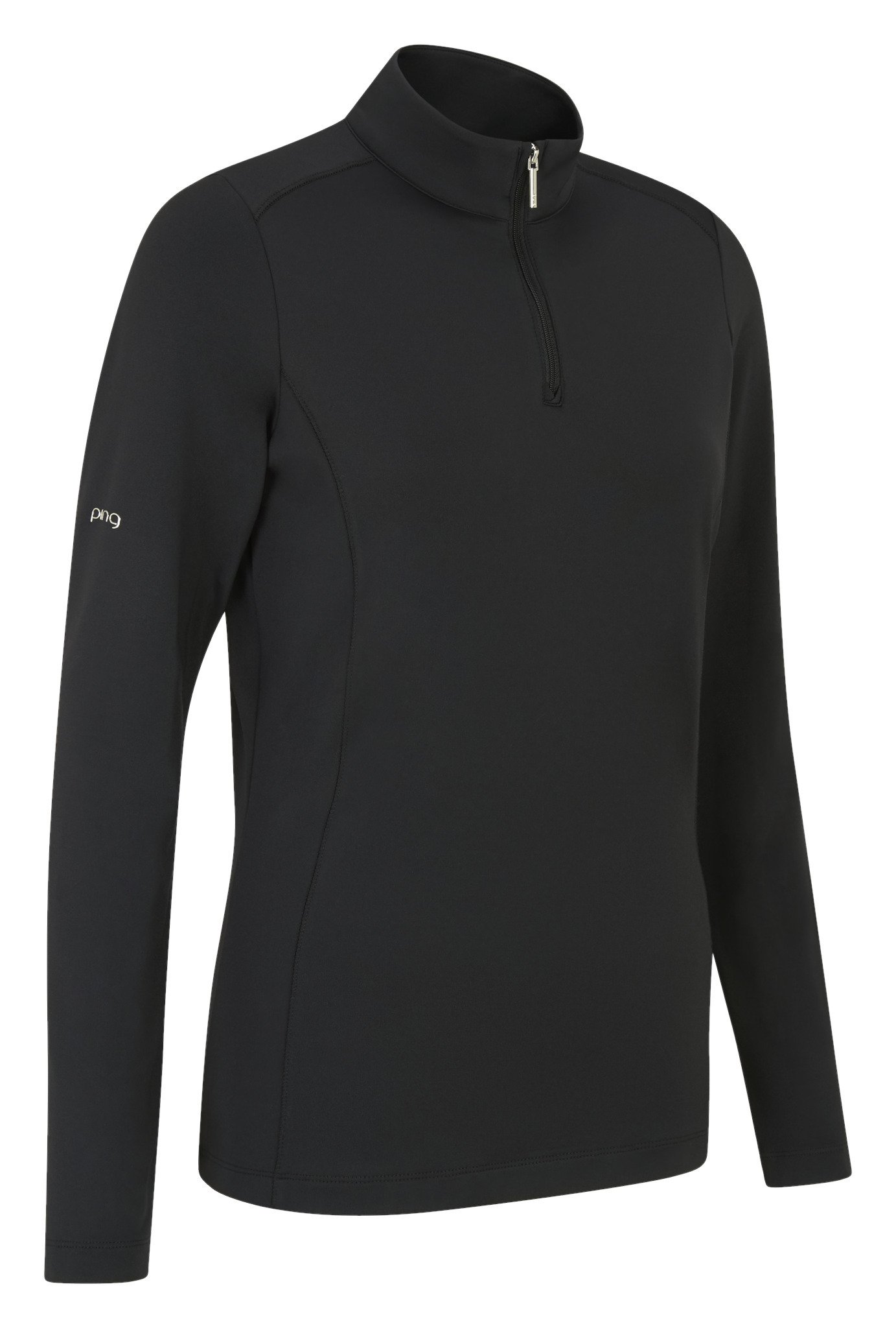 PING Aveline Half Zip dames shirt met lange mouwen, zwart