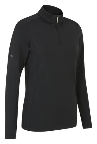 PING Aveline Half Zip dames shirt met lange mouwen, zwart