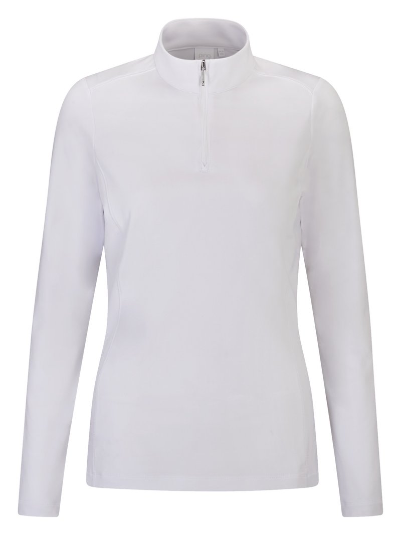 PING Aveline Half Zip dames shirt met lange mouwen, wit