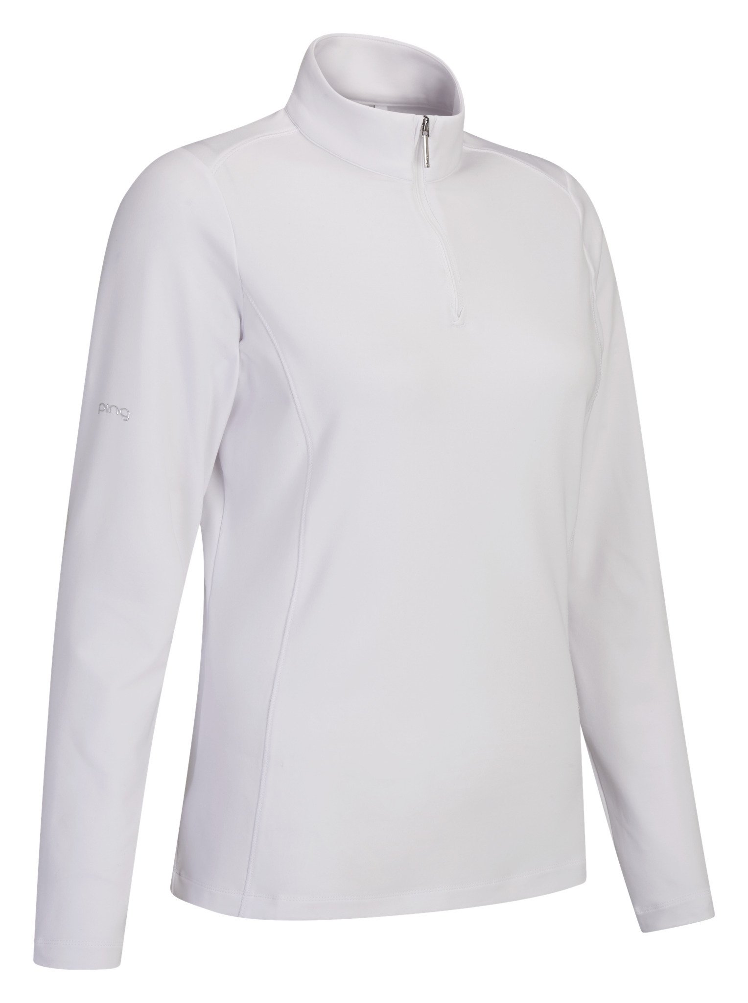 PING Aveline Half Zip dames shirt met lange mouwen, wit