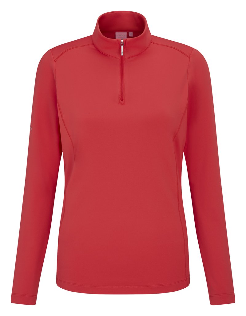 PING Aveline Half Zip dames shirt met lange mouwen, cayenne