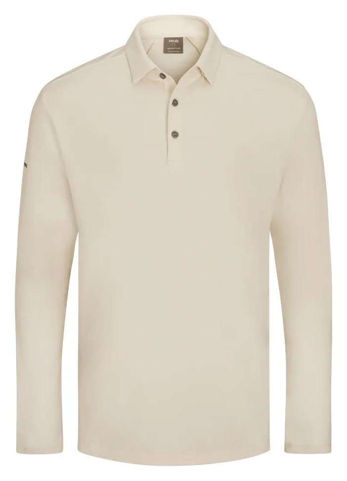PING Demitri Longsleeve heren polo, egret