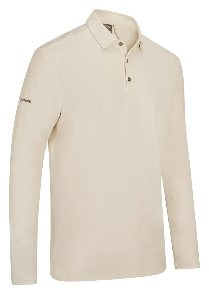 PING Demitri Longsleeve heren polo, egret