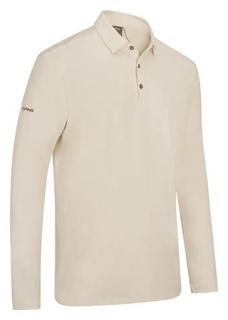 PING Demitri Longsleeve heren polo, egret