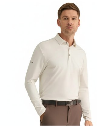 PING Demitri Longsleeve heren polo, egret