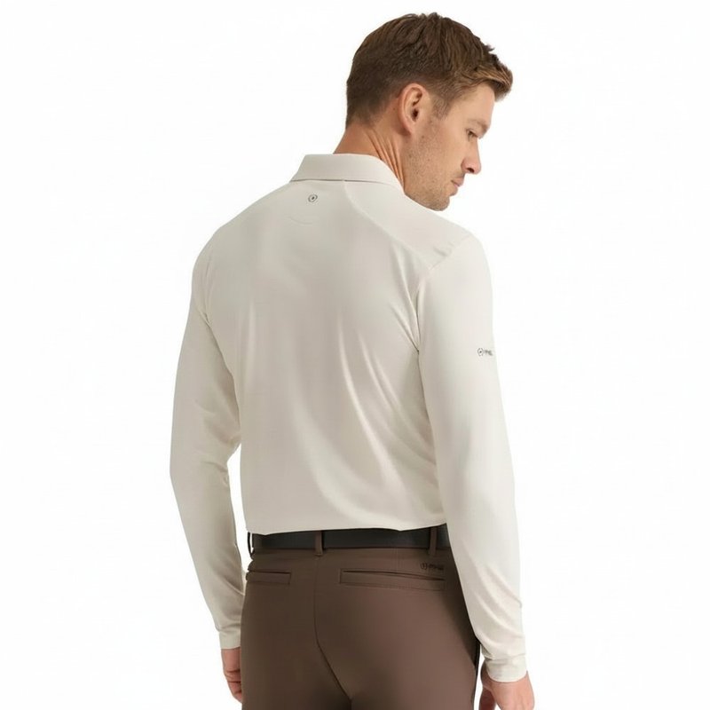 PING Demitri Longsleeve heren polo, egret