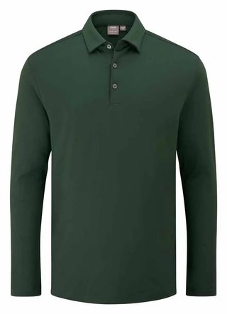 PING Demitri Longsleeve heren polo, gorse green