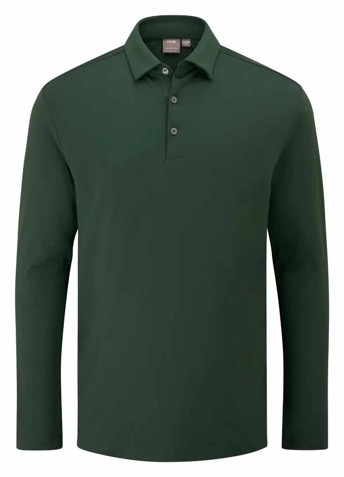 PING Demitri Longsleeve heren polo, gorse green