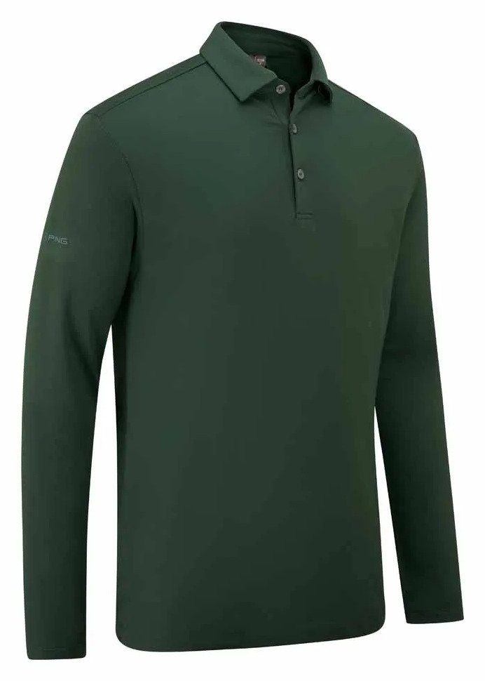 PING Demitri Longsleeve heren polo, gorse green