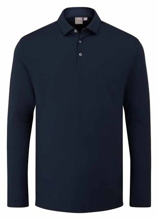 PING Demitri Longsleeve heren polo, navy