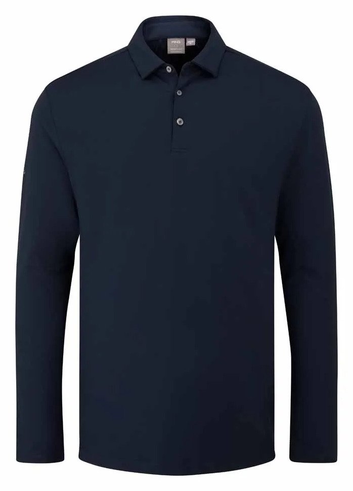 PING Demitri Longsleeve heren polo, navy