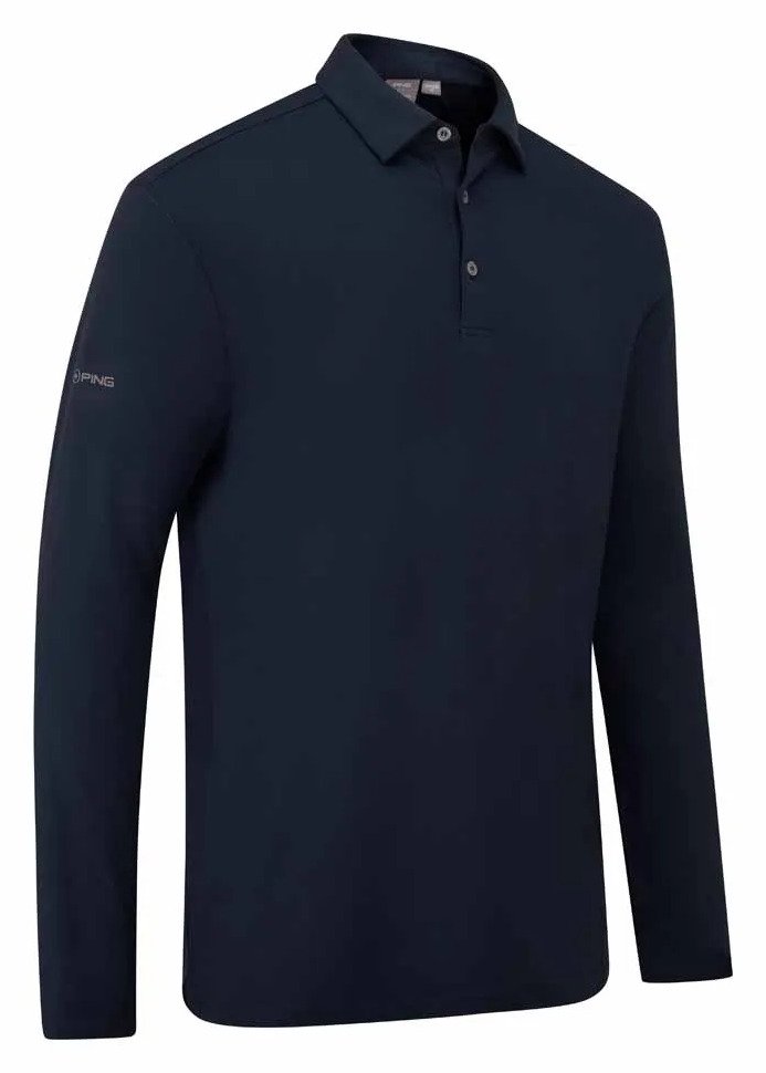 PING Demitri Longsleeve heren polo, navy