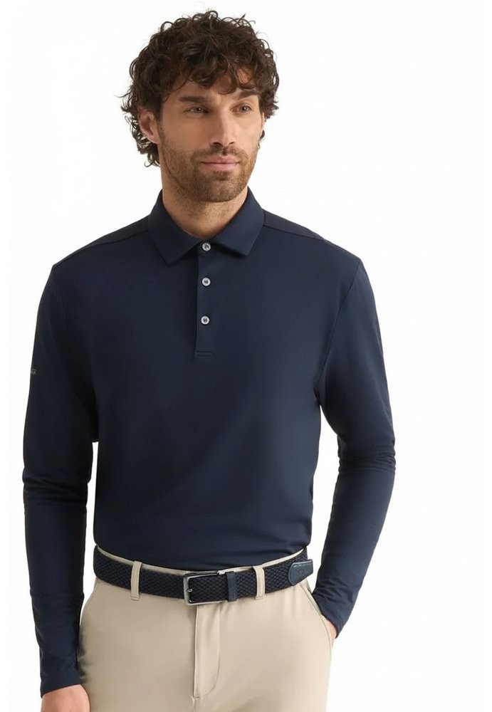 PING Demitri Longsleeve heren polo, navy