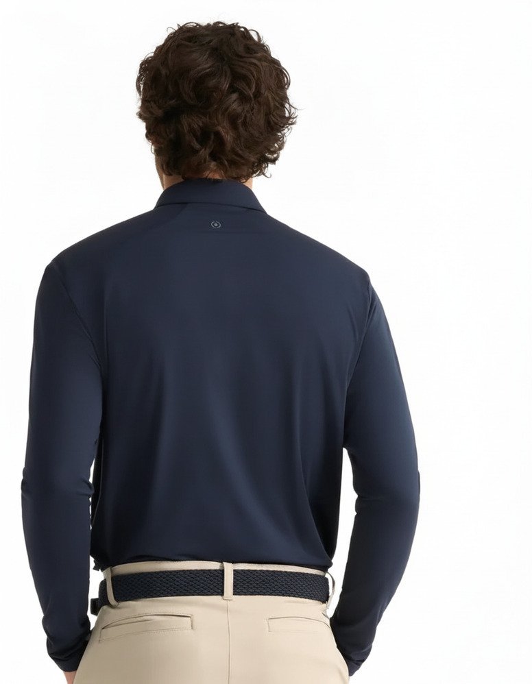 PING Demitri Longsleeve heren polo, navy