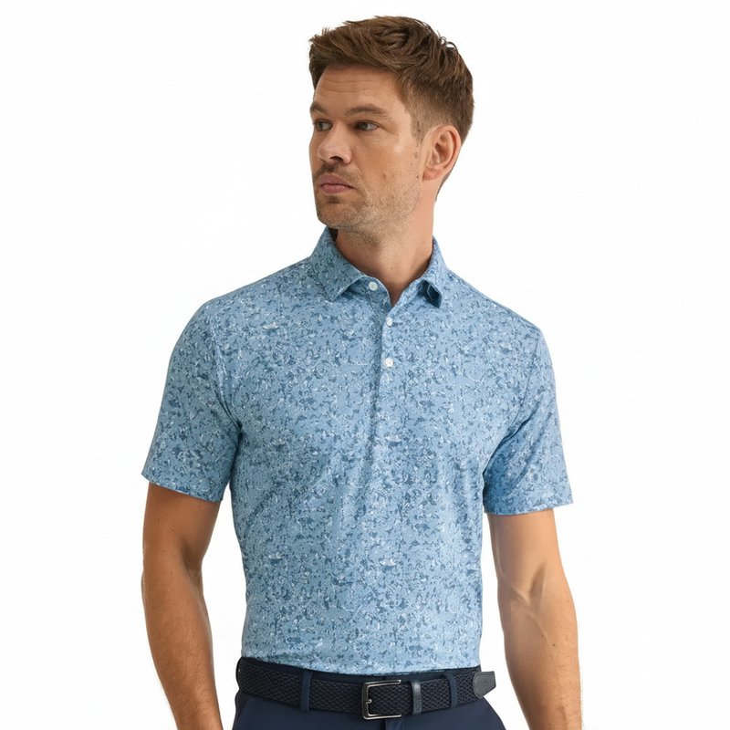 PING Gilmore heren polo, dusty blue multi