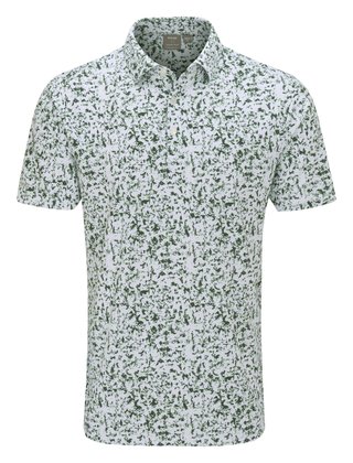 PING Gilmore heren polo, white/gorse green multi