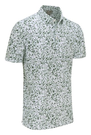 PING Gilmore heren polo, white/gorse green multi