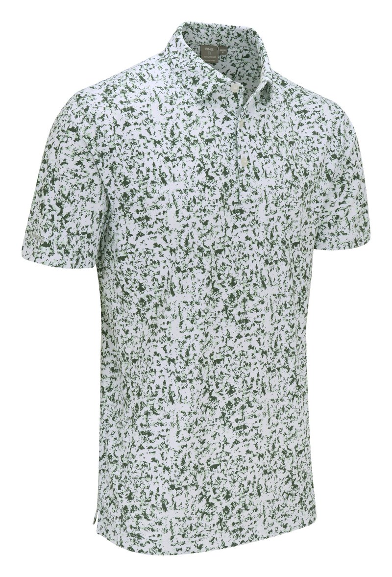 PING Gilmore heren polo, white/gorse green multi