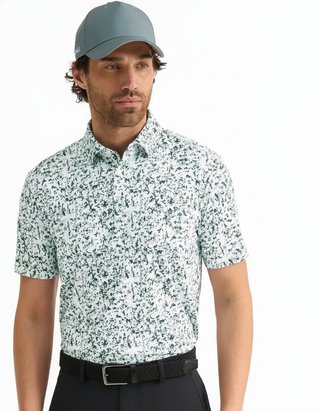 PING Gilmore heren polo, white/gorse green multi