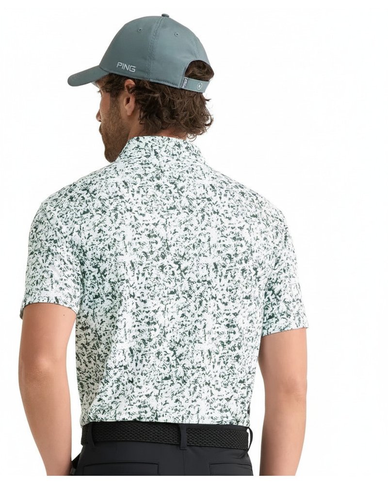 PING Gilmore heren polo, white/gorse green multi