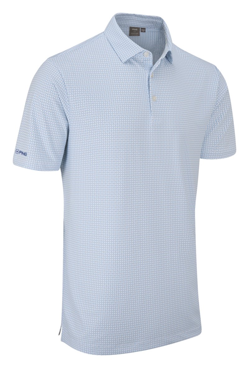 PING Gilmore heren polo, wit/dusty blue