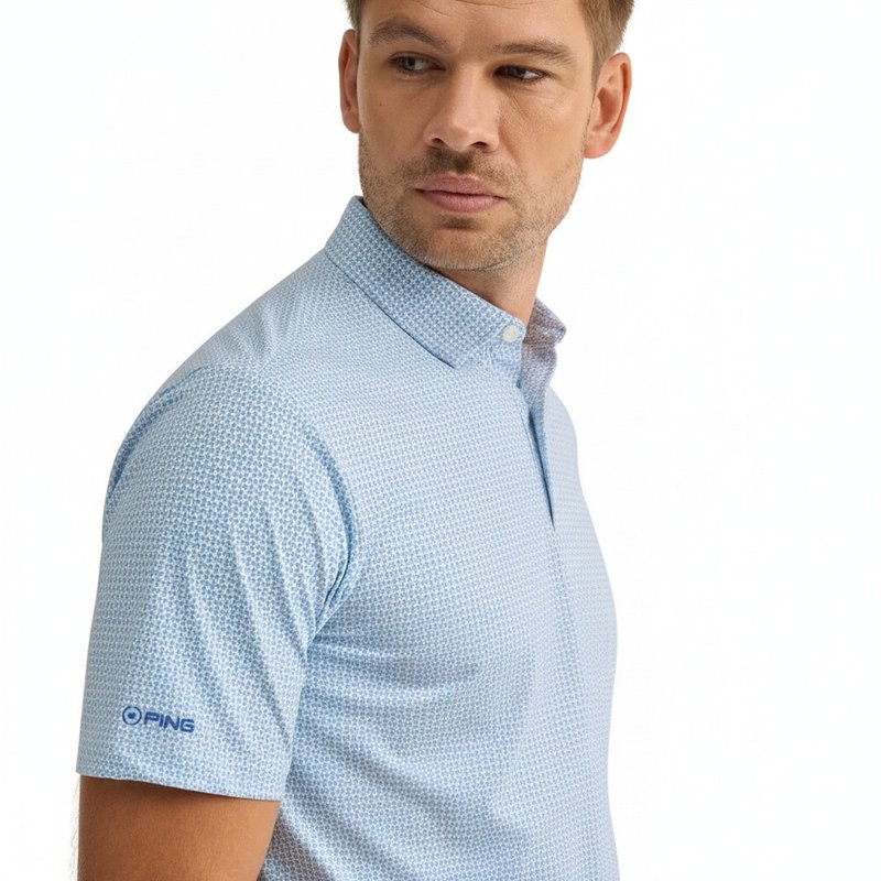 PING Gilmore heren polo, wit/dusty blue