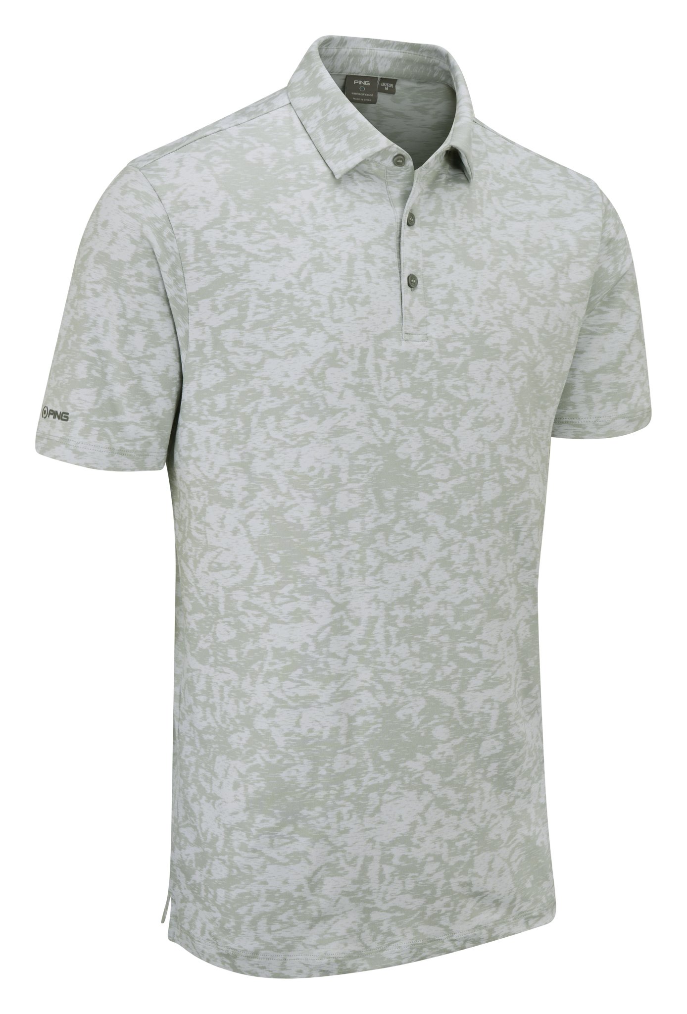 PING Marek Camo Jacquard heren polo, silver multi