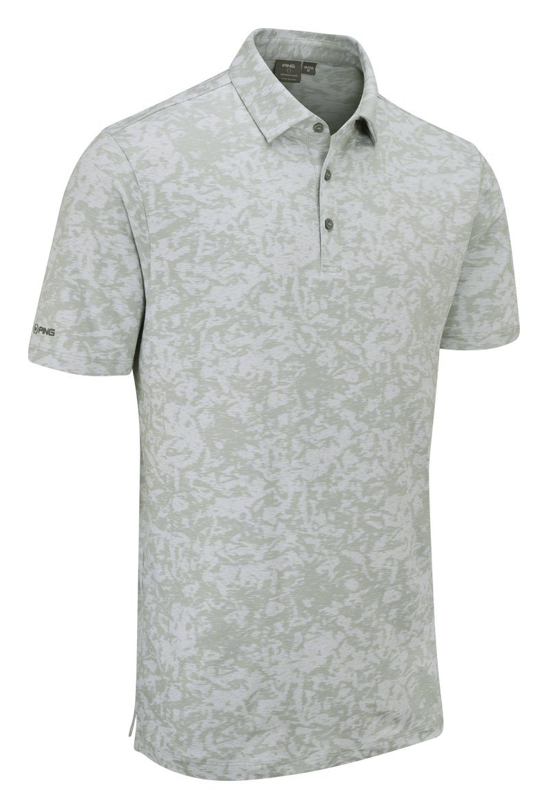 PING Marek Camo Jacquard heren polo, silver multi