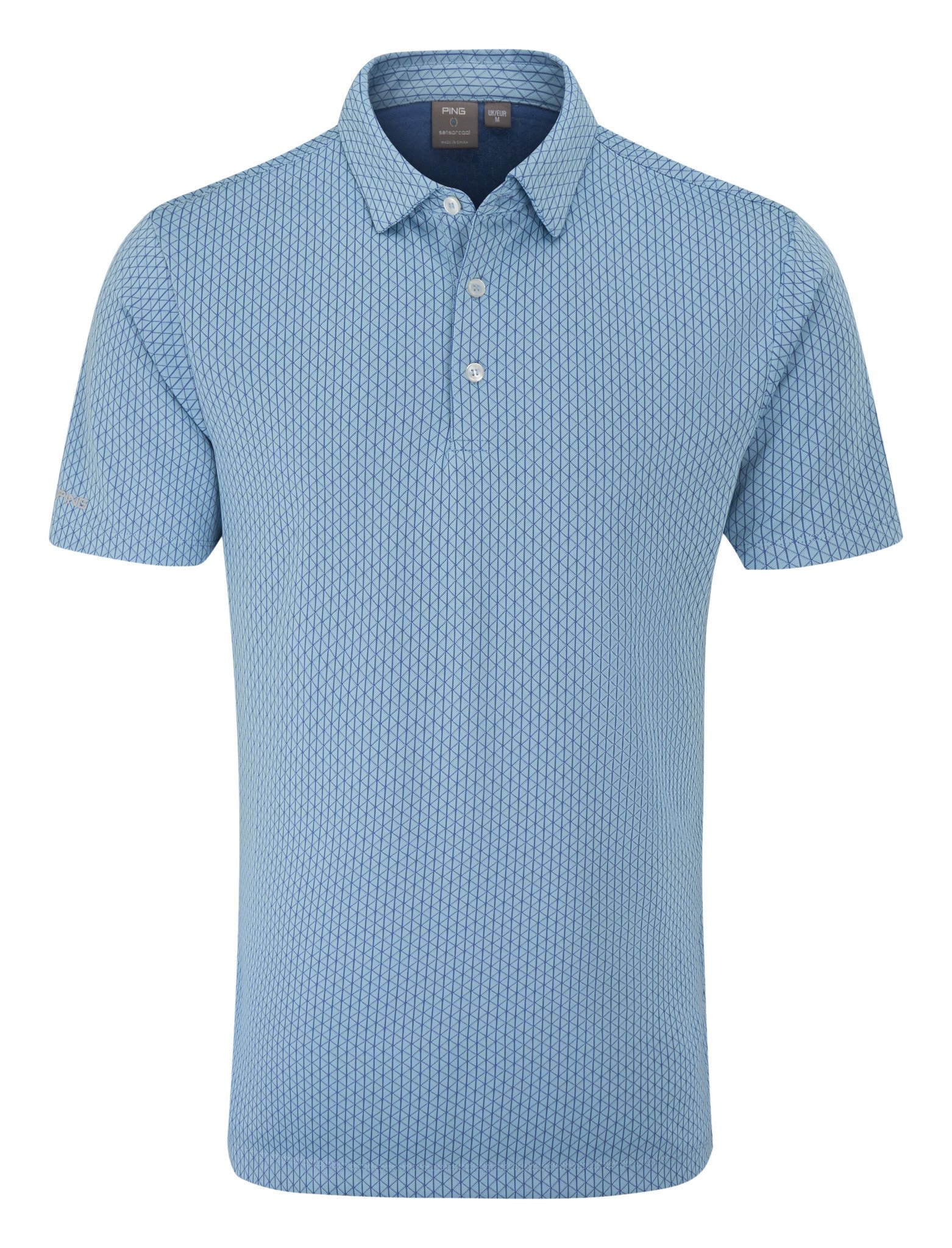 PING Hershel heren polo, dusty blue multi