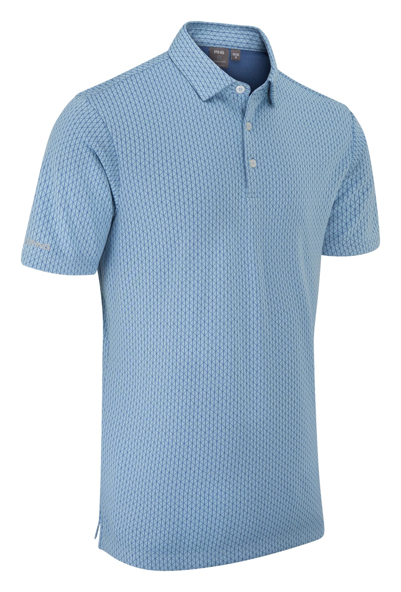 PING Hershel heren polo, dusty blue multi