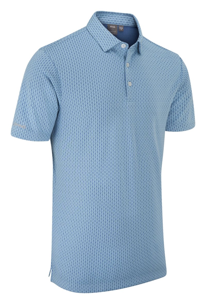 PING Hershel heren polo, dusty blue multi