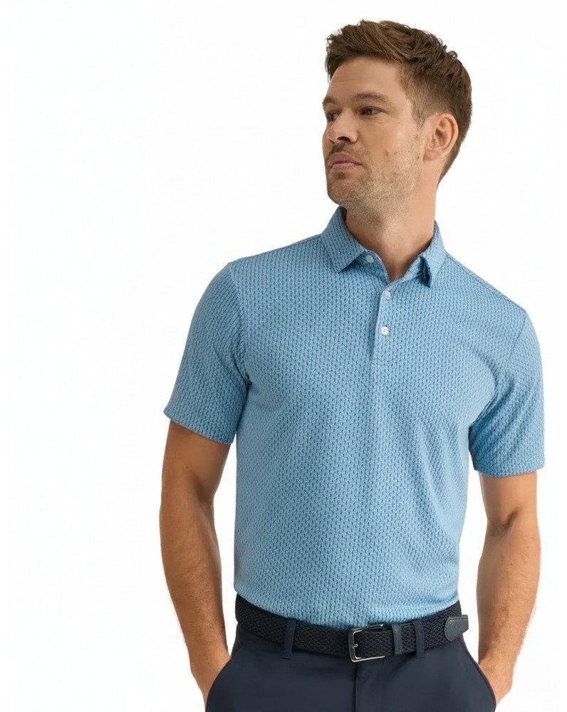 PING Hershel heren polo, dusty blue multi