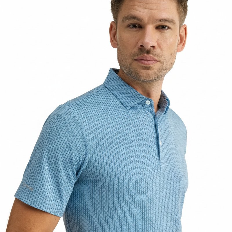 PING Hershel heren polo, dusty blue multi
