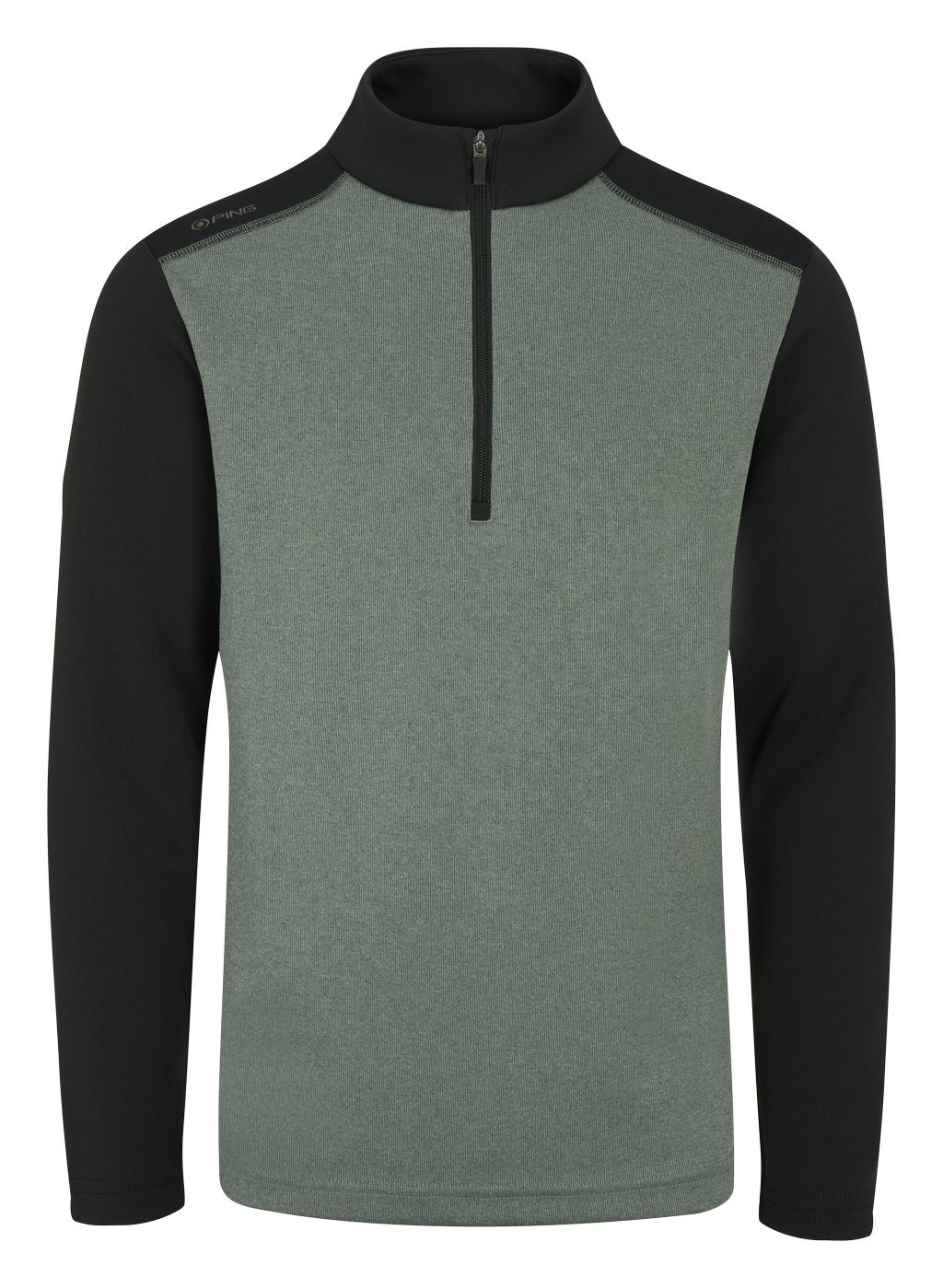 PING Ramsey half zip ribbed fleece heren pullover, laurel marl/black