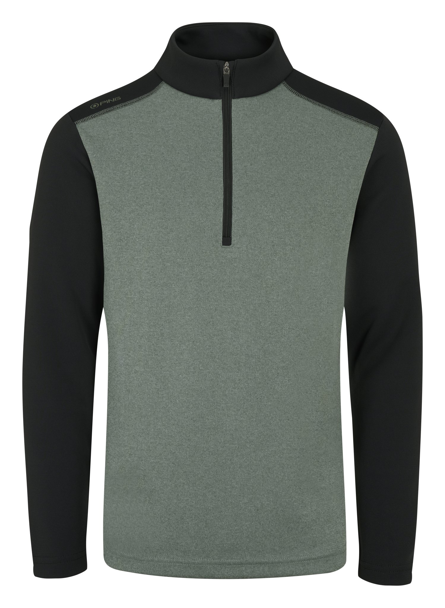 PING Ramsey half zip ribbed fleece heren pullover, laurel marl/black