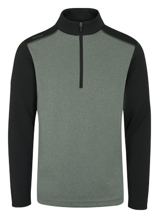 PING Ramsey half zip ribbed fleece heren pullover, laurel marl/black