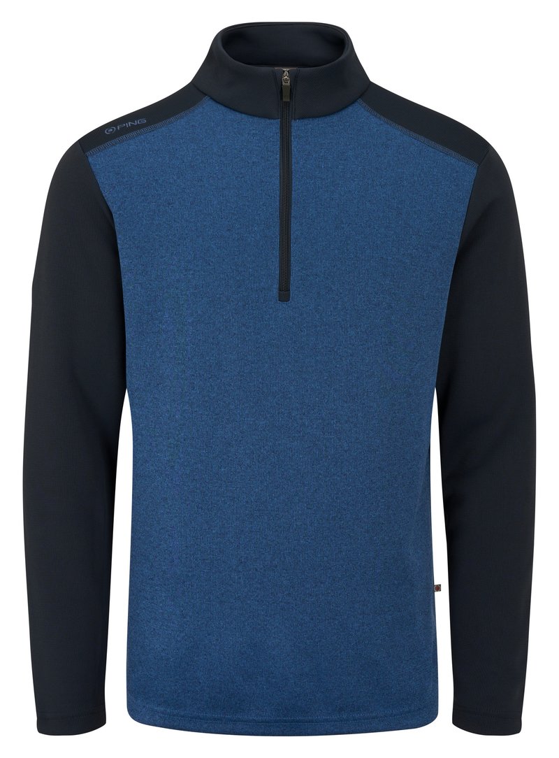 PING Ramsey half zip ribbed fleece heren pullover, inky marl/navy