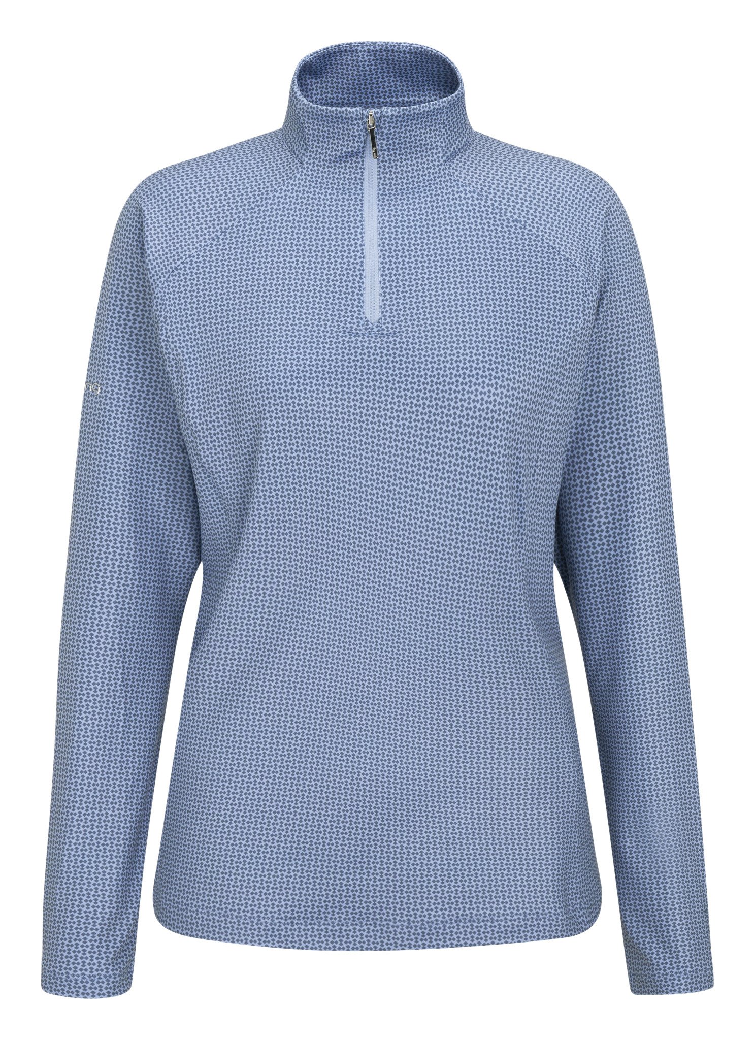 PING Jasmine Printed dames top met lange mouwen, viola/blue indigo