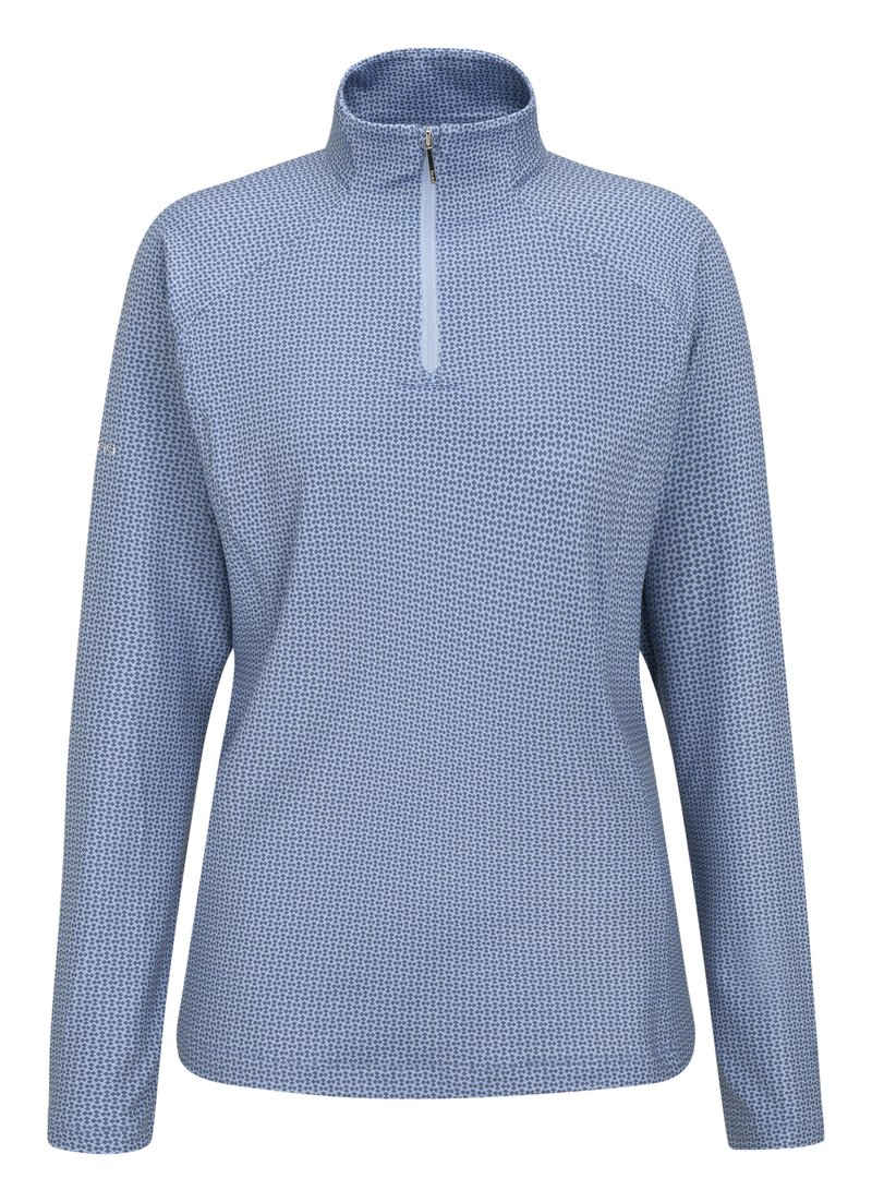 PING Jasmine Printed dames top met lange mouwen, viola/blue indigo