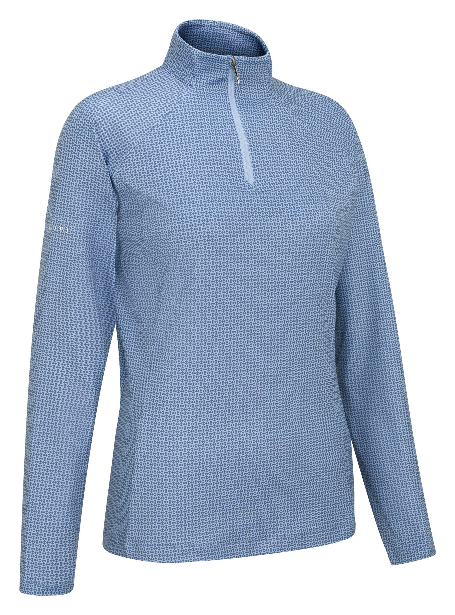 PING Jasmine Printed dames top met lange mouwen, viola/blue indigo