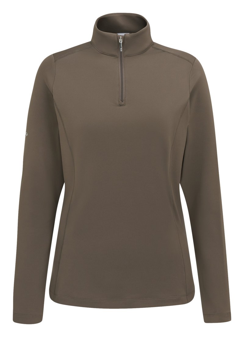 PING Aveline Half Zip dames shirt met lange mouwen, coffee