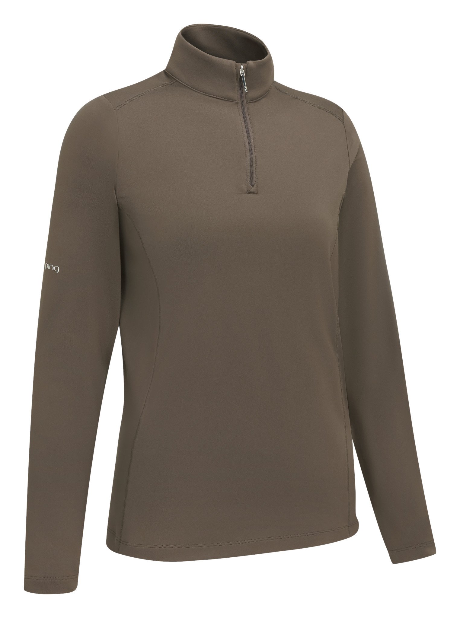 PING Aveline Half Zip dames shirt met lange mouwen, coffee