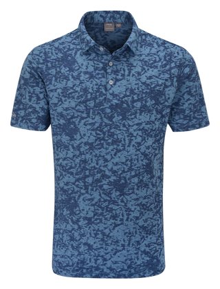 PING Marek Camo Jacquard heren polo, infinity blue multi