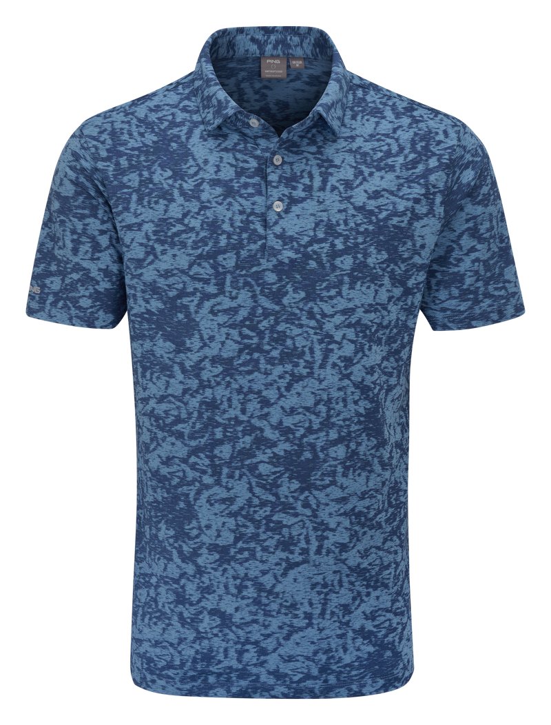 PING Marek Camo Jacquard heren polo, infinity blue multi