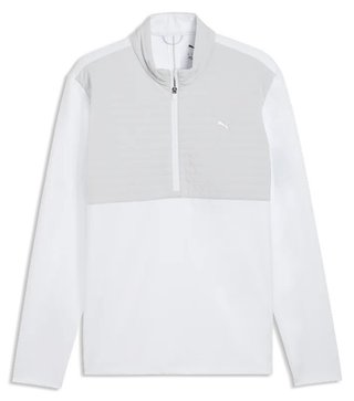 Puma Cloudspun Tech Hybrid 1/2 Zip heren jack, white glow/platino grey