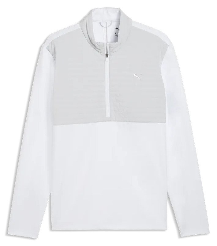 Puma Cloudspun Tech Hybrid 1/2 Zip heren jack, white glow/platino grey
