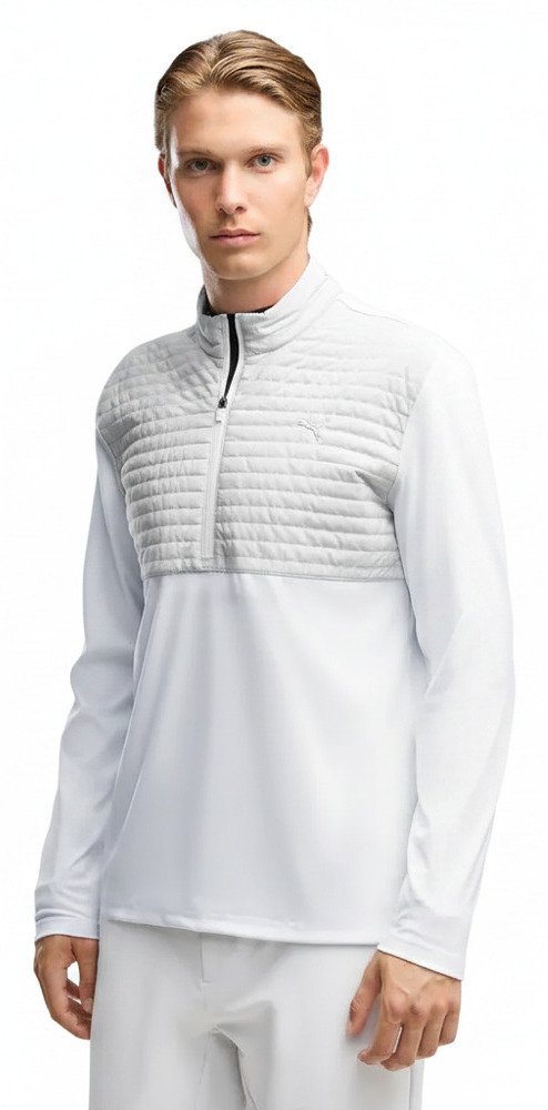 Puma Cloudspun Tech Hybrid 1/2 Zip heren jack, white glow/platino grey