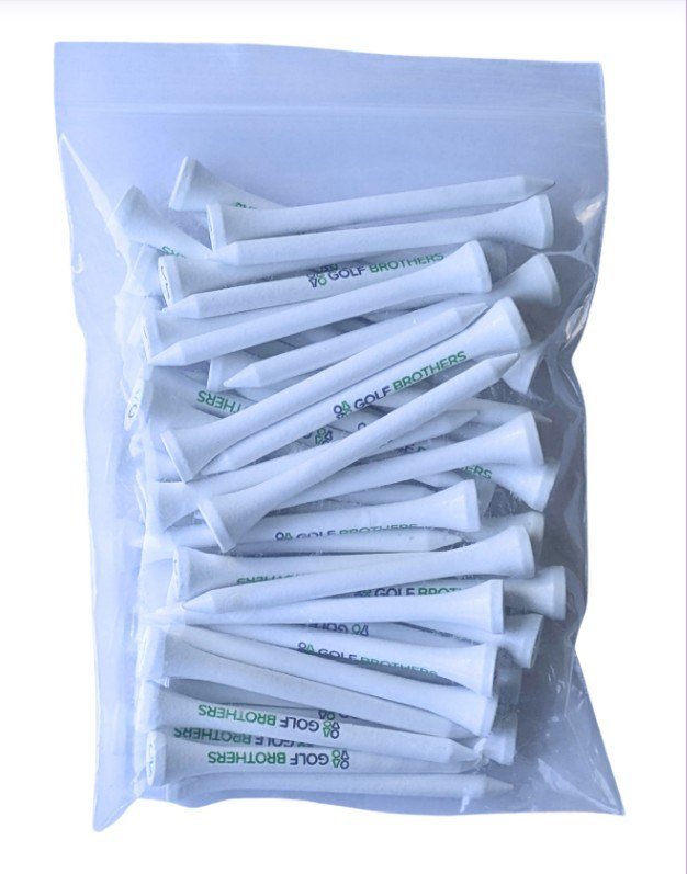 Golf Brothers Tees (bamboe), wit, 70mm, 50 stuks