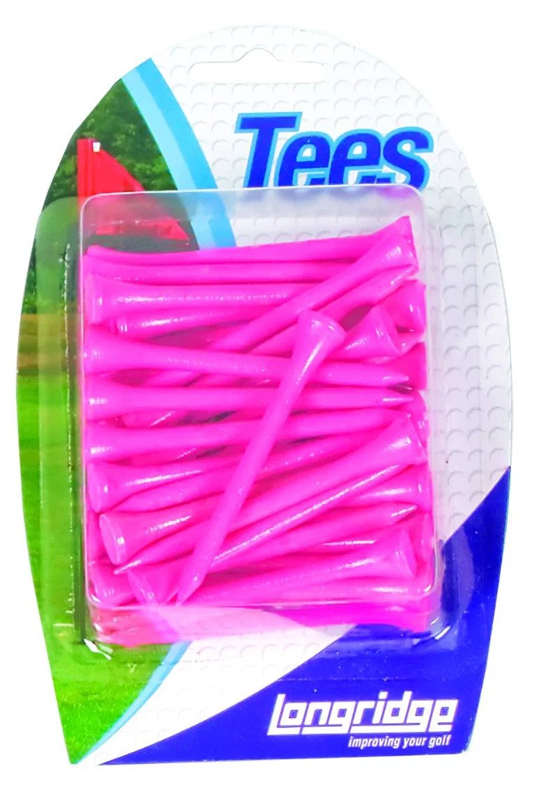 Longridge Neon Wooden Tees 69mm (40 stuks), roze