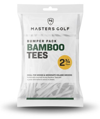 Masters Golf Bamboo Tees 70 mm (2 3/4"), Bumper Bag 110 tees, wit